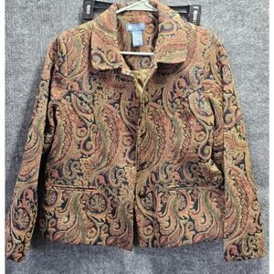 Vintage Koret Petites Size 8P Tapestry Jacket Button Up Paisley Earth Tones EUC
